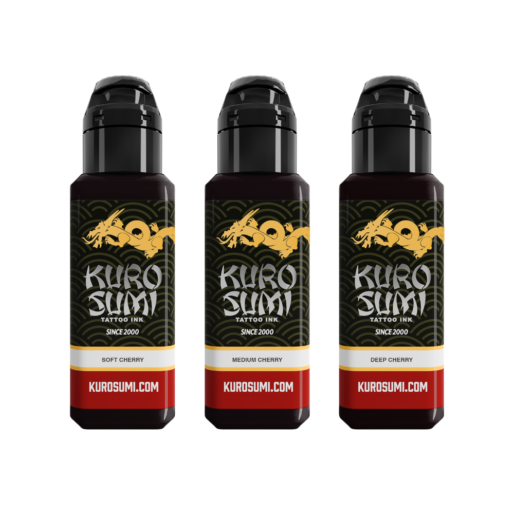 Cherry Lining & Shading Set — Kuro Sumi Tattoo Ink — Pick Size