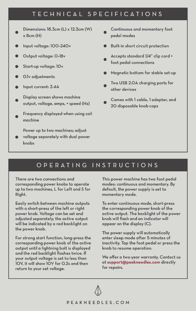 Peak Lazur Tattoo Power Supply