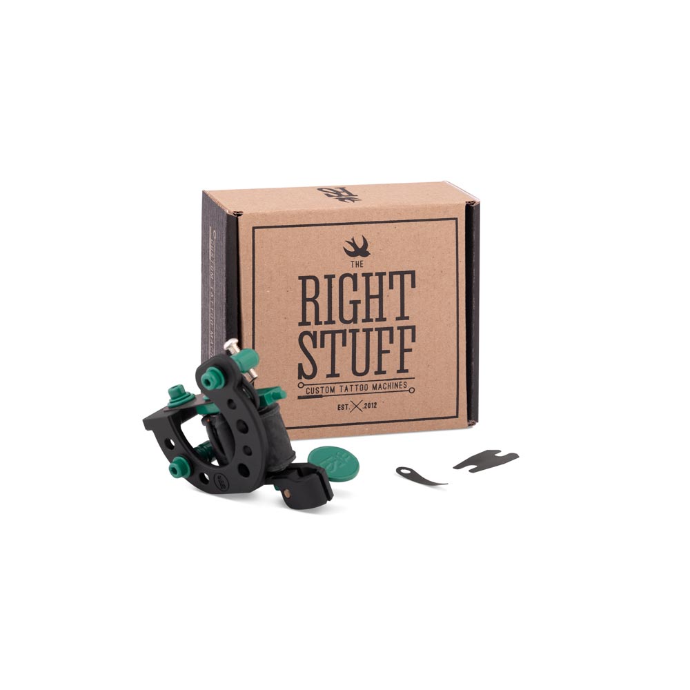 Right Stuff Lucky TrueLiner ALU Coil Tattoo Machine — Black/Green