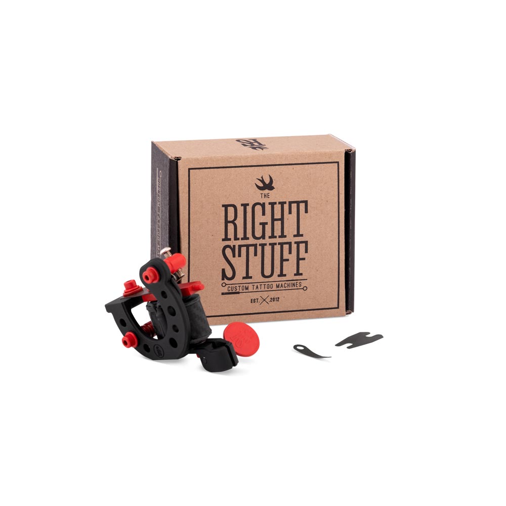 Right Stuff Lucky TrueLiner ALU Coil Tattoo Machine — Black/Red