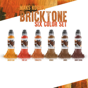 6 bottle Mak's Bricktone Set — World Famous Tattoo Ink — Pick Size