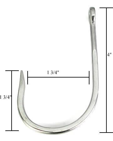 4.6mm (4ga) Thick Stainless Steel Flat Hook — Price Per 1