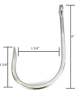 4.6mm (4ga) Thick Stainless Steel Flat Hook — Price Per 1