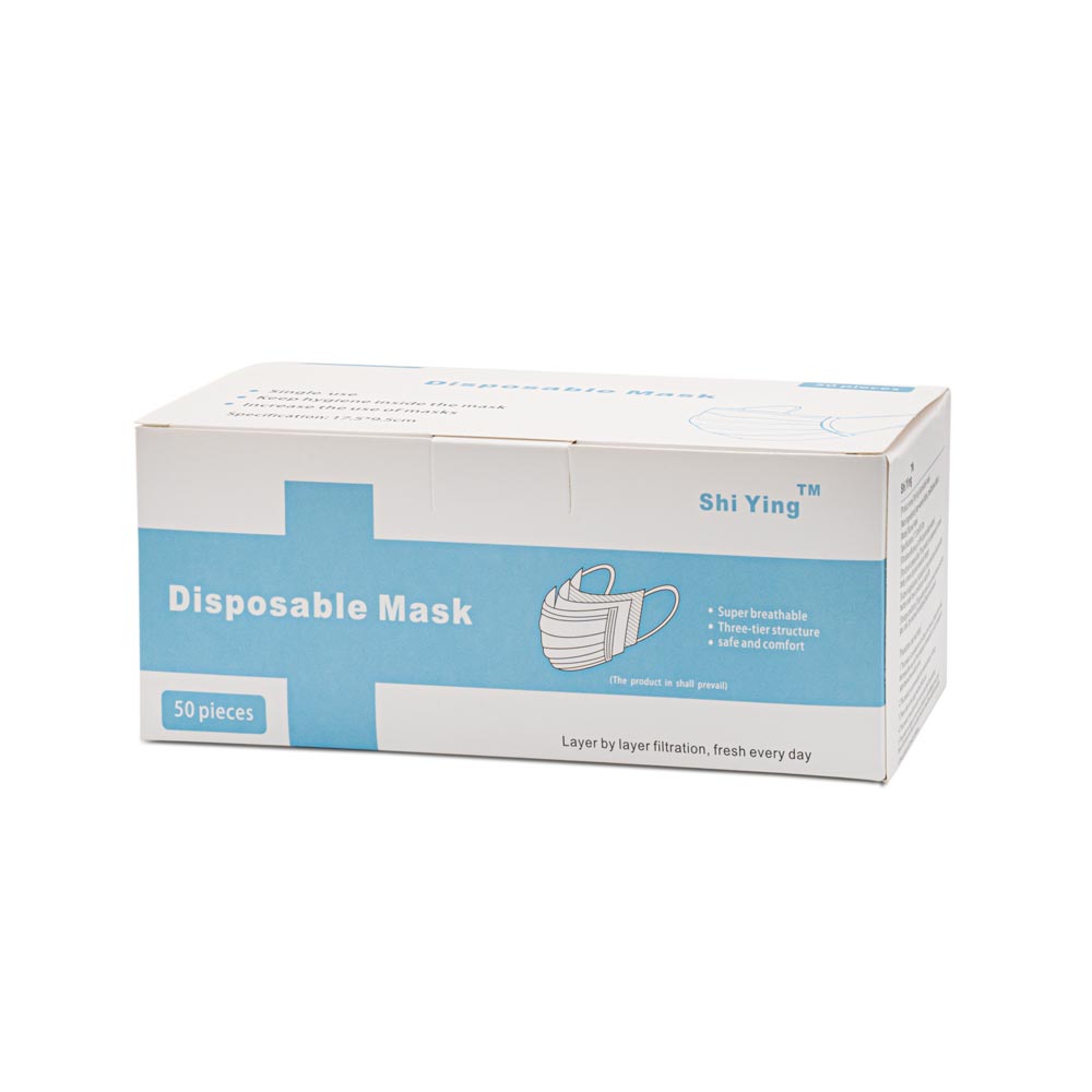 Disposable Face Masks — Box of 50 — Blue or Black