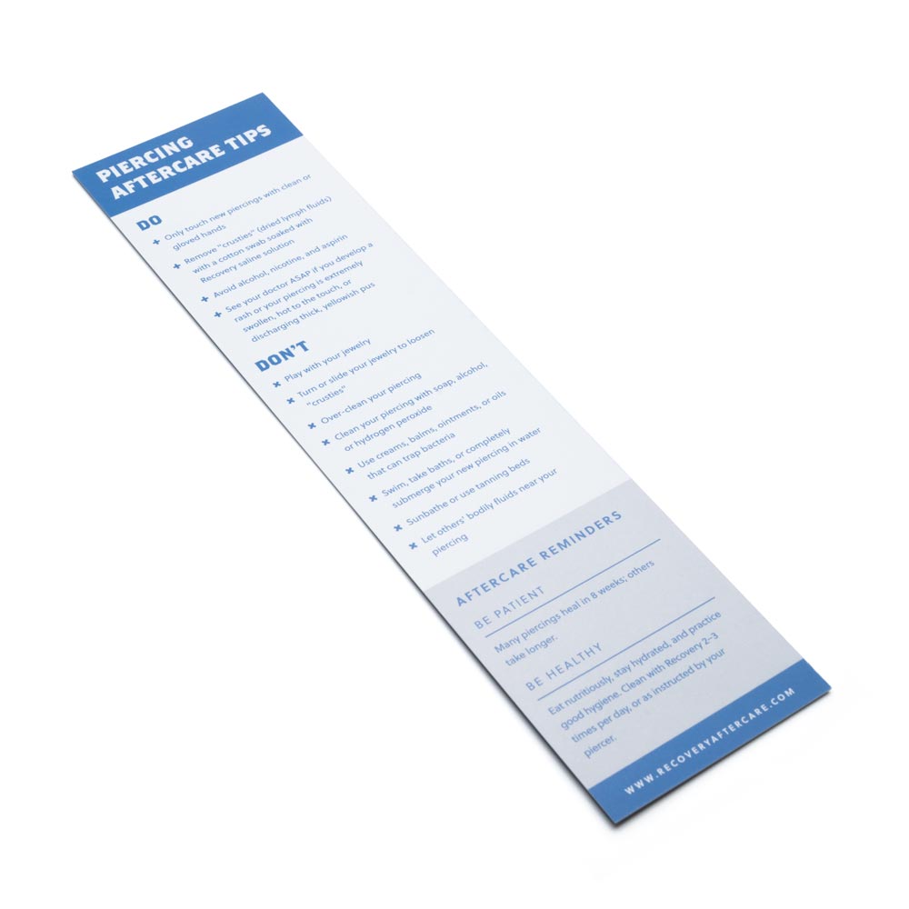 Recovery Aftercare Piercing Tips Paper Insert