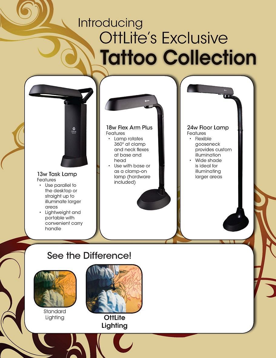OttLite 13W Task Lamp - Tattoo, Piercing, Drawing Lamp