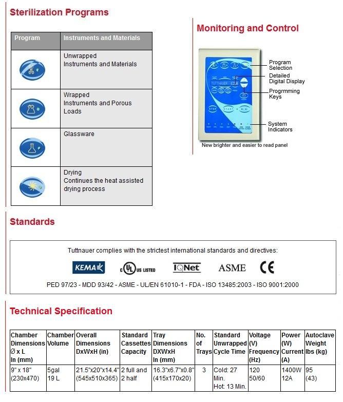 Tuttnauer EZ9 Autoclave — Fully Automatic Autoclave With Printer