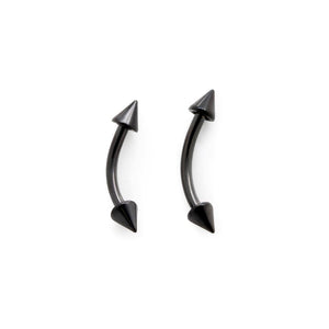 16g Externally Threaded PVD Black Titanium Bent Barbell w/ Cones — Price Per 1