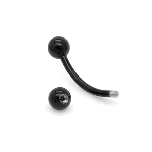 14g Externally Threaded PVD Black Titanium Bent Barbell w/ Balls — Price Per 1