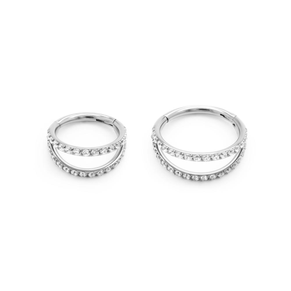 Double Hoop Gemmed Titanium Clicker