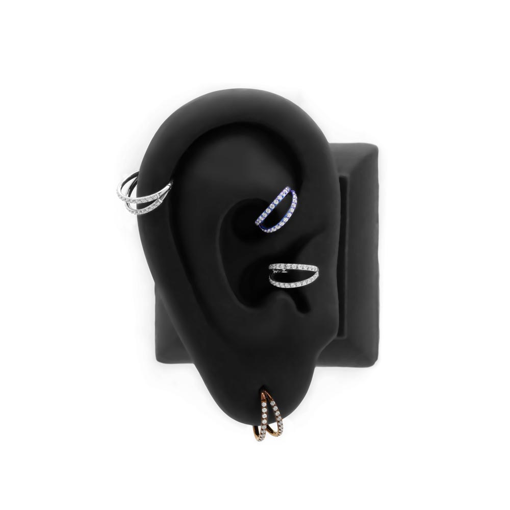 Double Hoop Gemmed Titanium Clicker