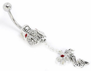 14g 7/16" Dragon Head Dangle Belly Button Ring