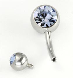 14g 7/16" Internal Double Jeweled Steel Belly Button Ring