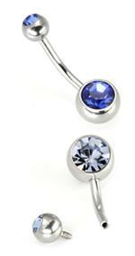 14g 7/16" Internal Double Jeweled Steel Belly Button Ring