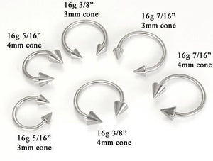 16g Spike Cone Circular Steel Barbell