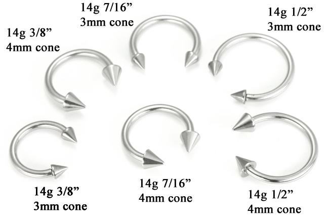 14g Spike Cone Circular Steel Barbell