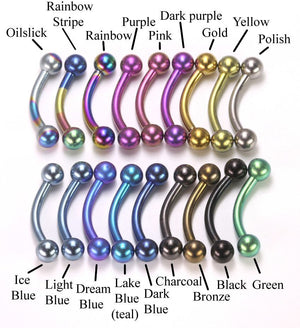 14g Titanium Bent Barbell with Titanium Balls