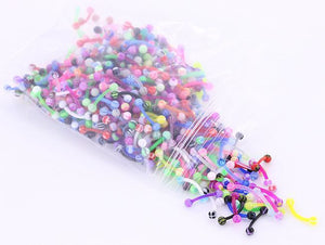 16g 3/8" Eyebrow PTFE Bent Barbells with Acrylic Balls - Price Per 500