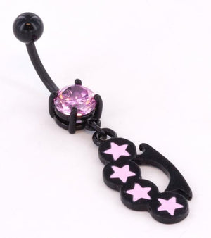 Black Knuckles n Stars 14g 7/16" Belly Button Body Jewelry
