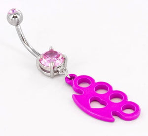 14g 7/16” Pink Knuckles Jeweled Belly Button Ring