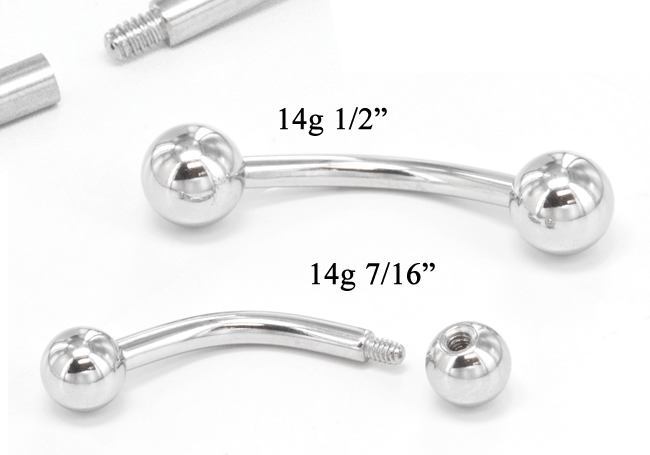 14g E-Z Piercing Bent Barbell One-Step-Down-Threaded