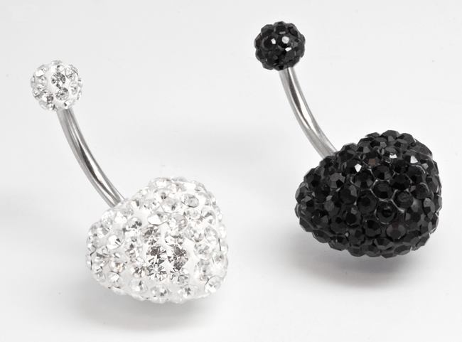 14g 7/16” Crystal Explosion Heart Belly Button Ring