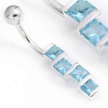 14g 3/8" Sterling Silver STAGE Squares Belly Jewelry