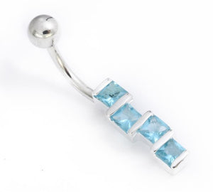 14g 3/8" Sterling Silver STAGE Squares Belly Jewelry