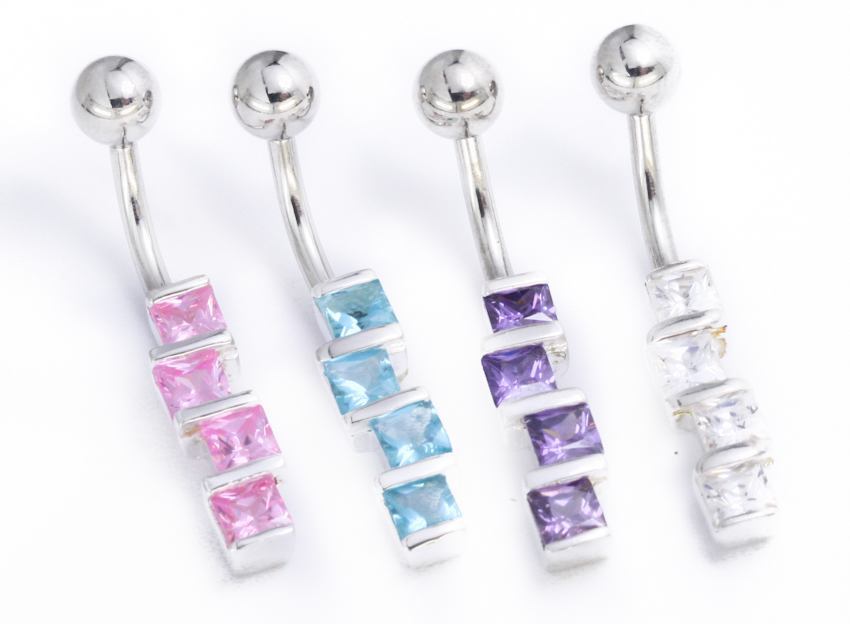 14g 3/8" Sterling Silver STAGE Squares Belly Jewelry