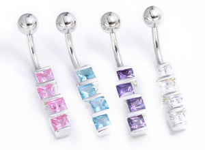 14g 3/8" Sterling Silver STAGE Squares Belly Jewelry