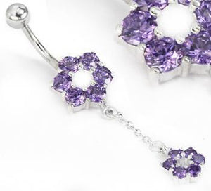 14g 3/8" FLOWER with Charm Belly Jewelry