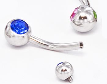 14g 7/16" Internal Double Gem Jeweled Belly 4mm/6mm