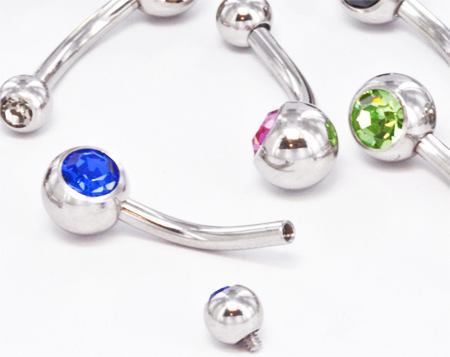 14g 7/16" Internal Double Gem Jeweled Belly 4mm/6mm