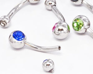 14g 7/16" Internal Double Gem Jeweled Belly 4mm/6mm