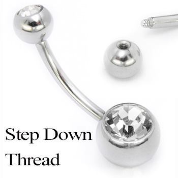 14g 7/16” E-Z Piercing Crystal Jewel Belly Button Ring