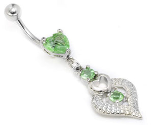 14g 7/16" Heart Peridot Belly Piercing Jewelry