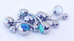 Double Opal Titanium Navel Curve