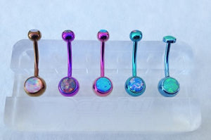 Double Opal Titanium Navel Curve