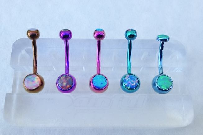 Double Opal Titanium Navel Curve