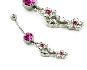 14g 7/16" Single Gem Navel with CZ Flowers