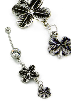 Double Luck Clover Navel 14g 7/16" Belly Button Jewelry