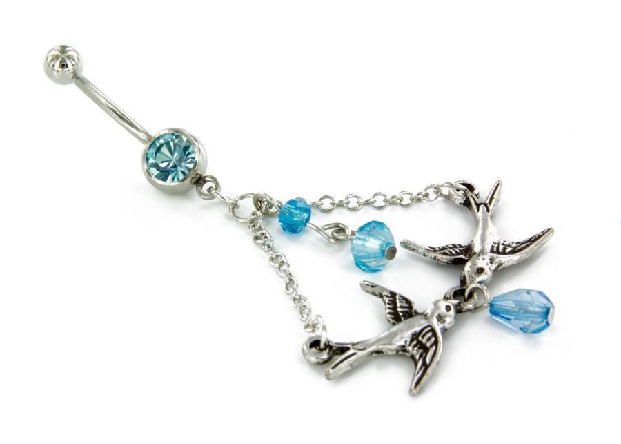 Kissing Sparrows Navel 14g 7/16" Belly Button Jewelry