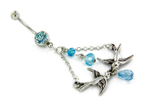 Kissing Sparrows Navel 14g 7/16" Belly Button Jewelry