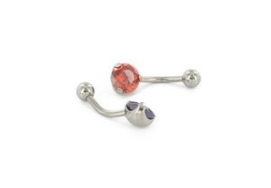 Prong Set Titanium Navel Curve - Threaded
