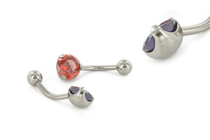 Tilum 14g 7/16" Internal Prong-Set Jeweled Titanium Belly Button Ring with Hoop - Add Your Own Charm