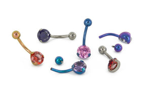 Prong Set Titanium Navel Curve - Threaded