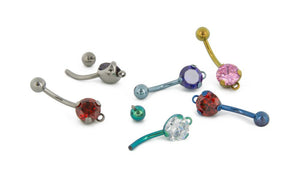 Tilum 14g 7/16" Internal Prong-Set Jeweled Titanium Belly Button Ring with Hoop - Add Your Own Charm