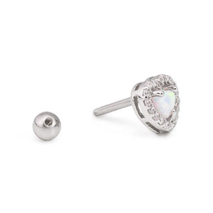 16g 5/16" Opal Heart Steel Barbell — Price Per 1