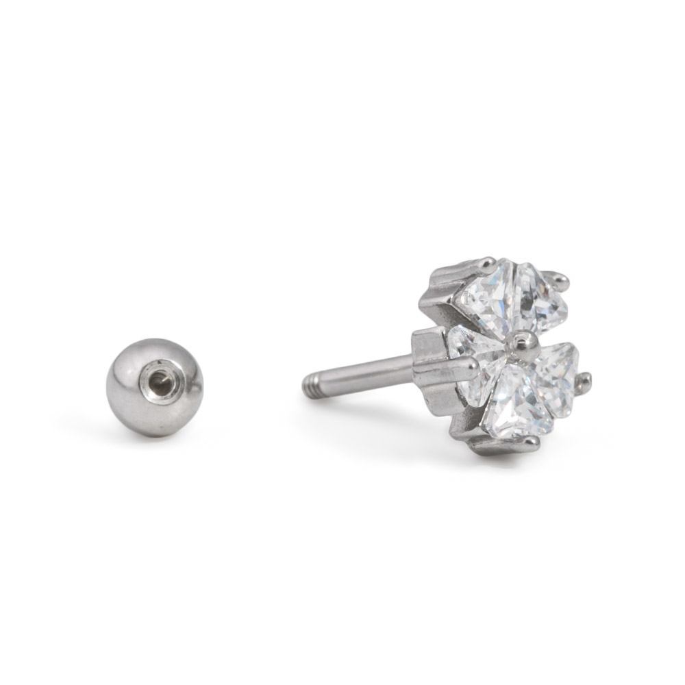 16g 5/16" Five-Petaled Crystal Flower Steel Barbell — Price Per 1