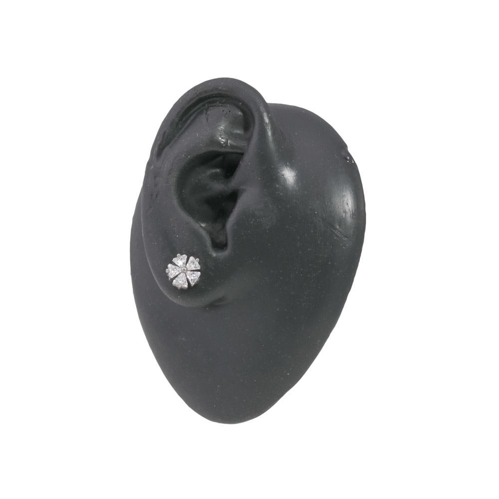 16g 5/16" Five-Petaled Crystal Flower Steel Barbell — Price Per 1